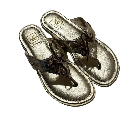 Sperry Saybrook Sandal Flip Flop Women's Size 8 Metallic Gold Excellent very gen - Picture 1 of 10